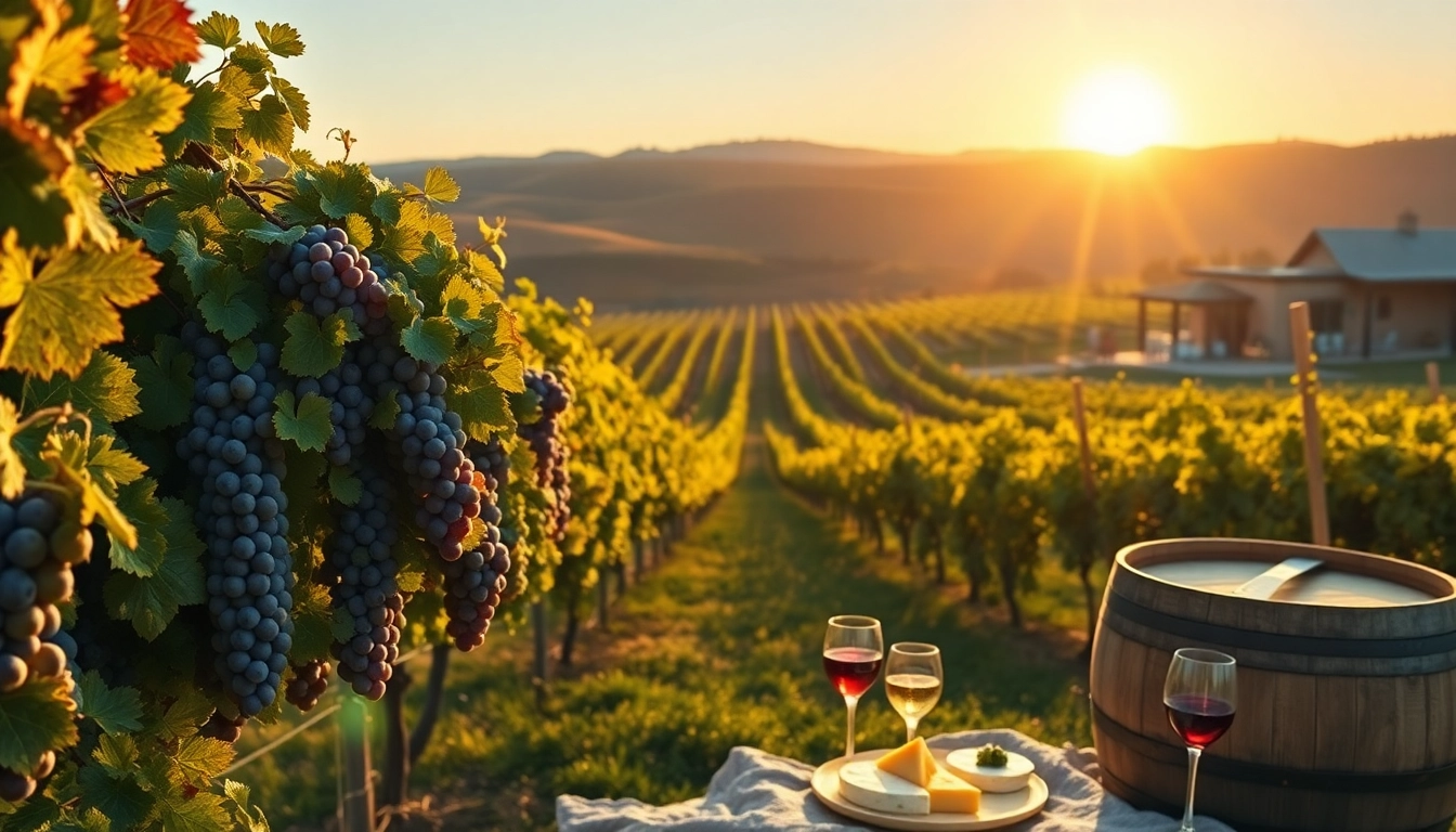 Savor wines at Sacramento Wineries, blending scenic vineyards with a beautiful sunset.