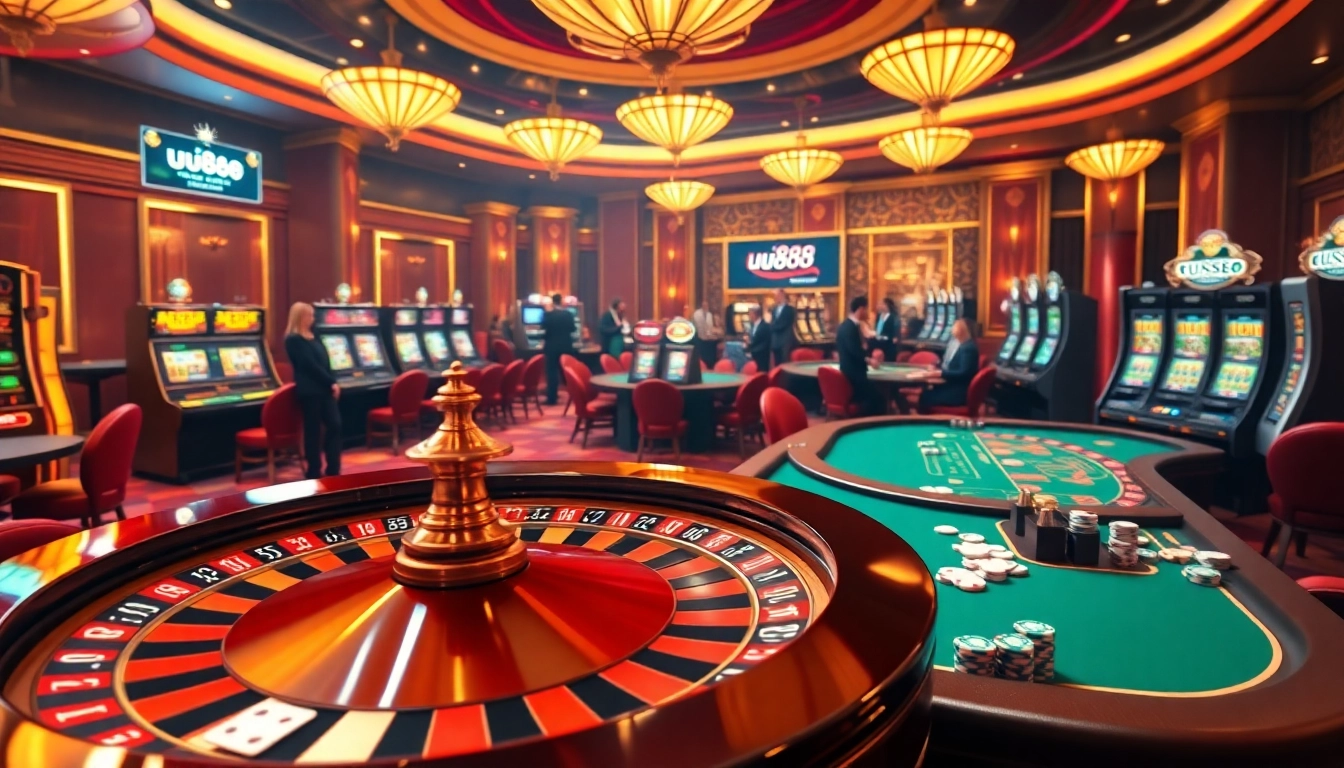 Experience the electrifying atmosphere of uu88 with stunning casino visuals and gaming elements.