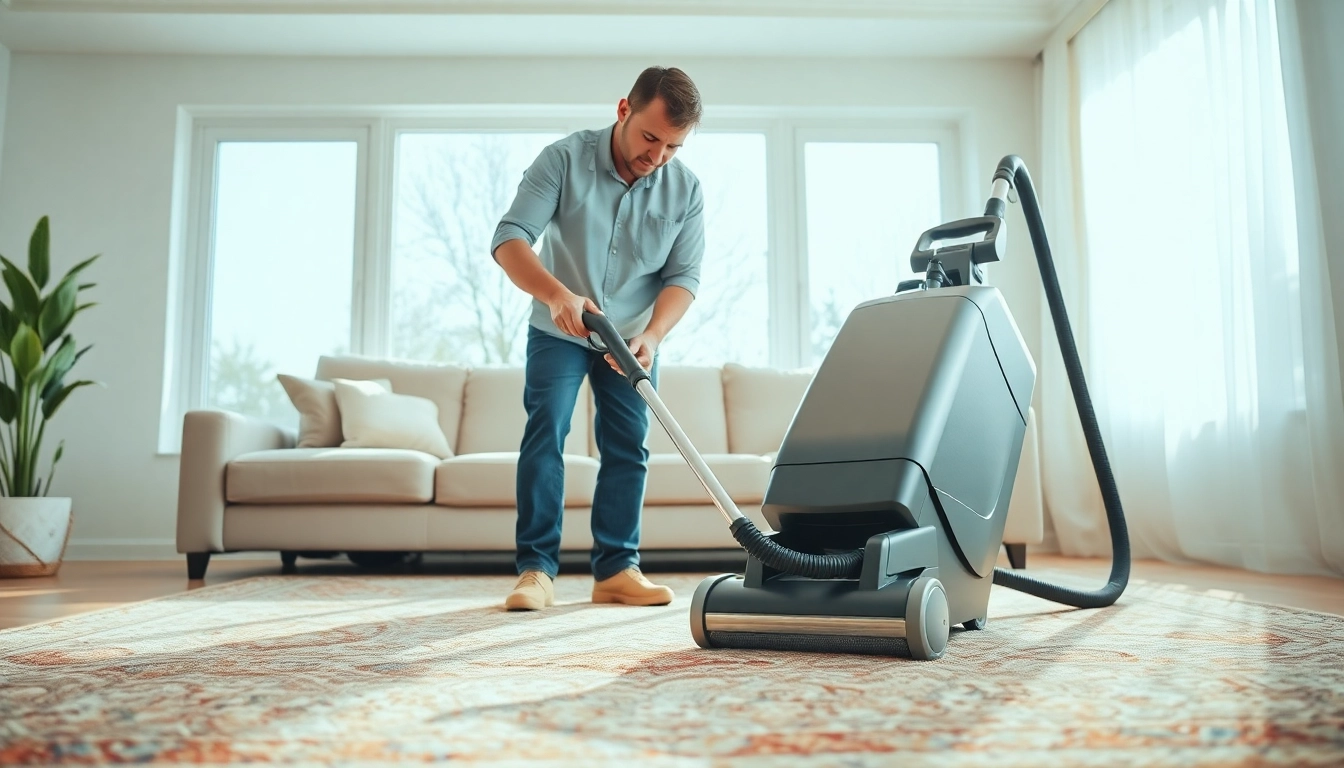 Skilled carpet cleaners lincoln ca servicing a Persian carpet in a bright living room.