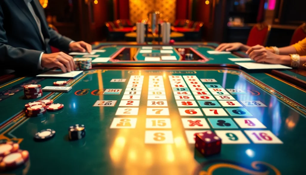 Experience رמיקוב אונליין with friends at a vibrant casino table, filled with excitement.