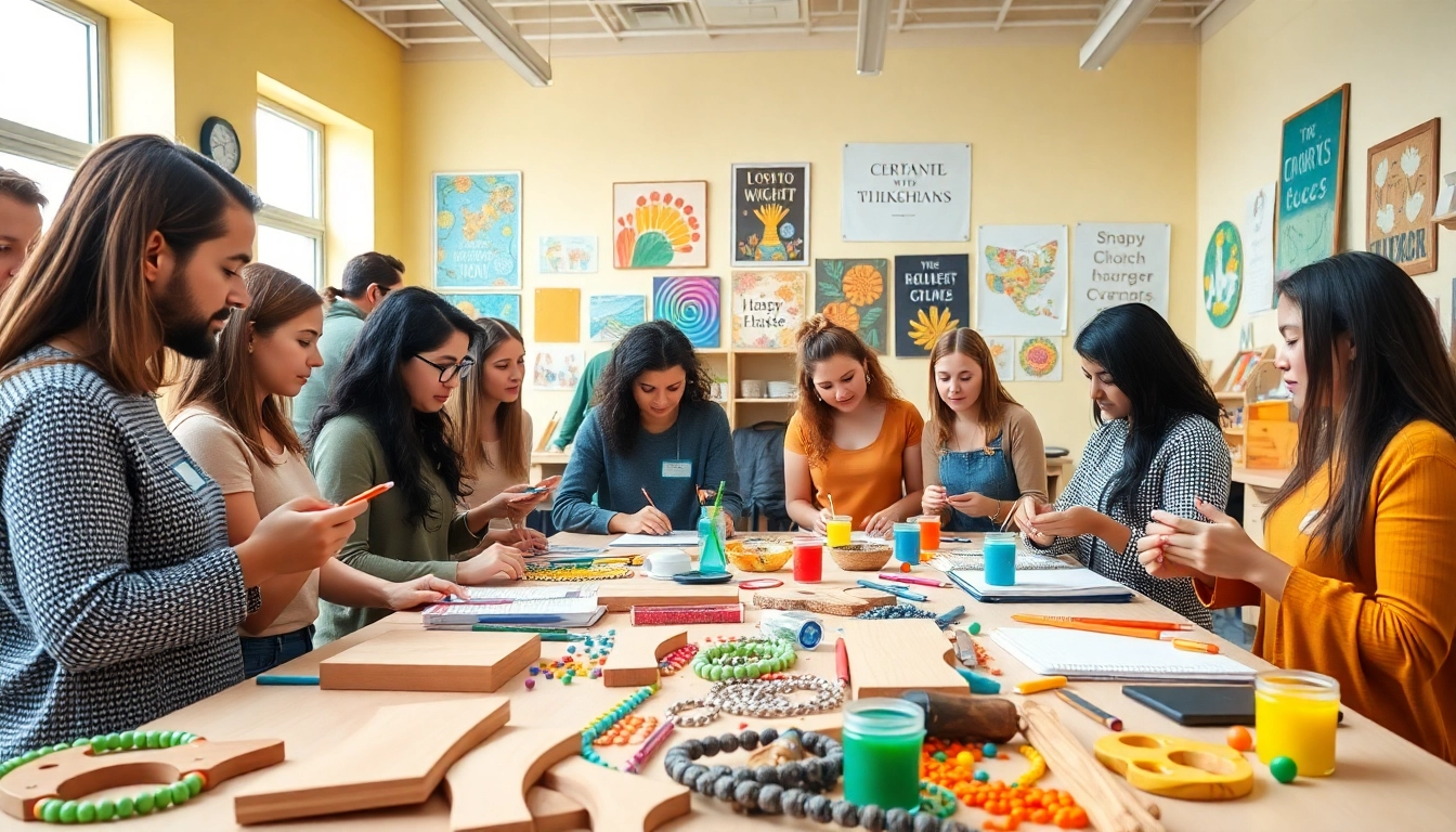 Engaging craft training Colorado session showcasing diverse students working with vibrant materials.