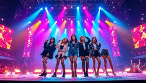 Blackpink news featuring a vibrant concert scene showcasing the group's dynamic performance.