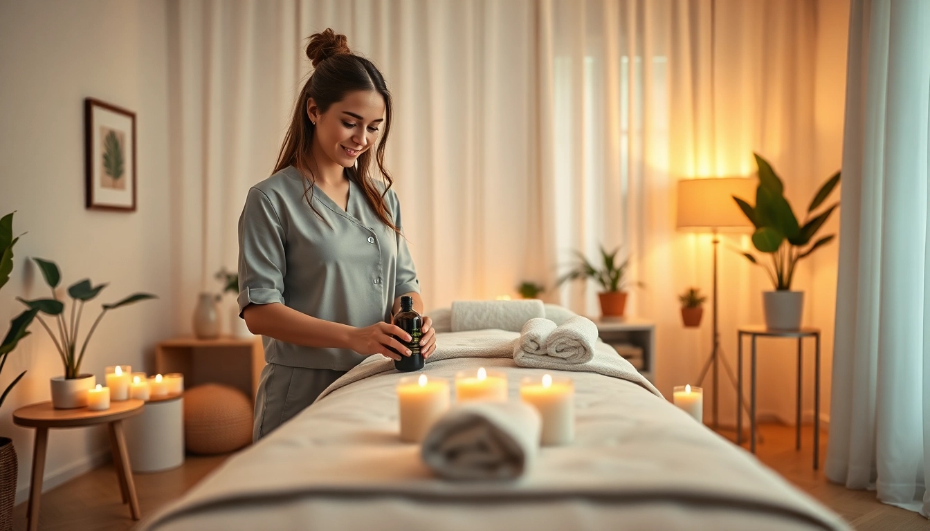 Enjoying a 출장 massage in a calming home environment with a professional therapist.