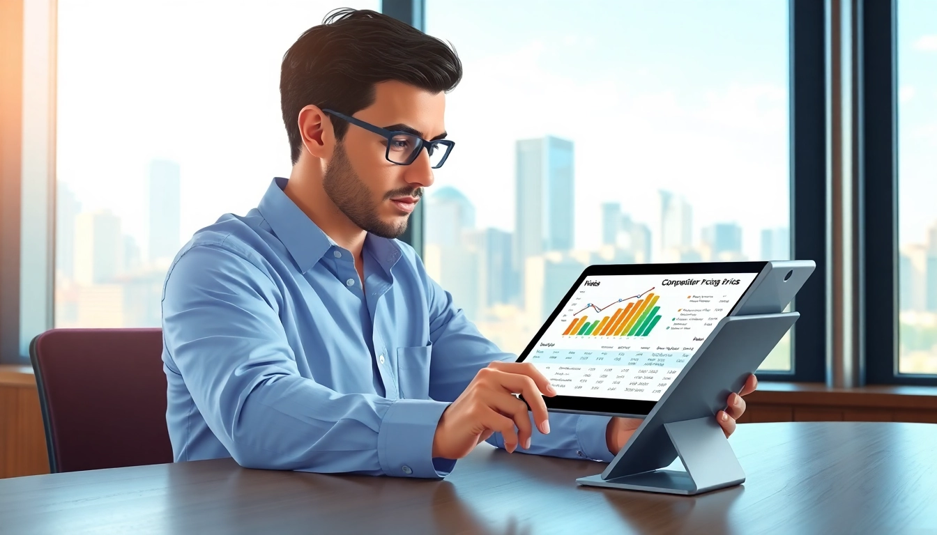 Find competitor pricing analysis with a business analyst in a modern office setting.