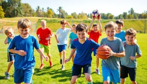 Engaging in fun and teamwork at Multi Sports Camps for Boys.