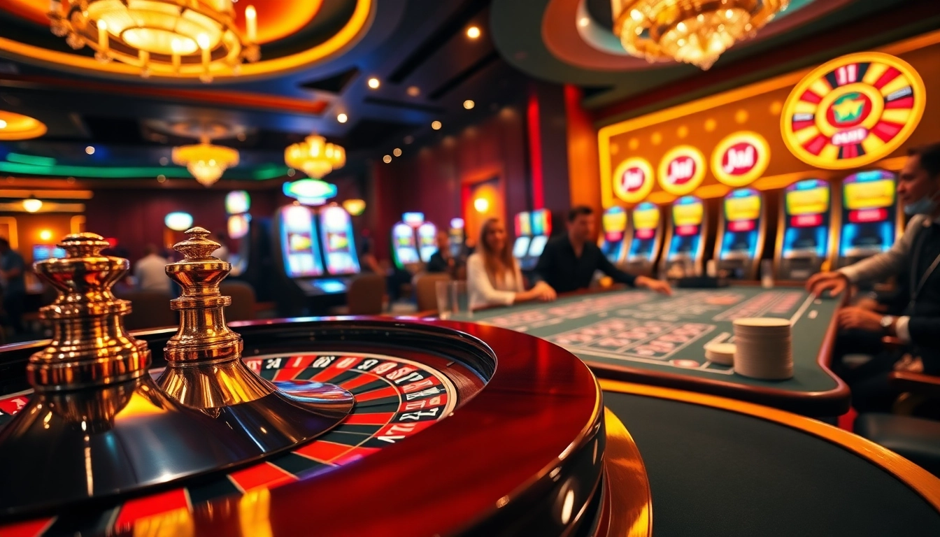 Experience exciting gameplay at https://cakhiatv1.net with vibrant casino scenes showcasing thrilling betting action.