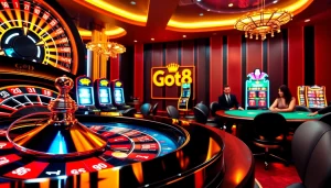 Experience seamless gaming at go8.com with vibrant casino visuals featuring roulette and poker.