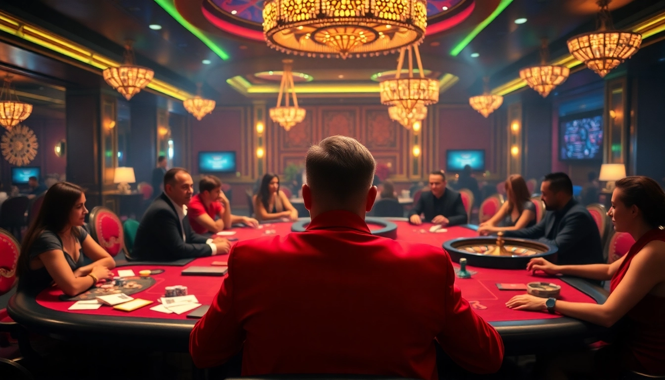 Engage with the hidden wiki onion while playing poker at an upscale casino table featuring vibrant colors and luxury.