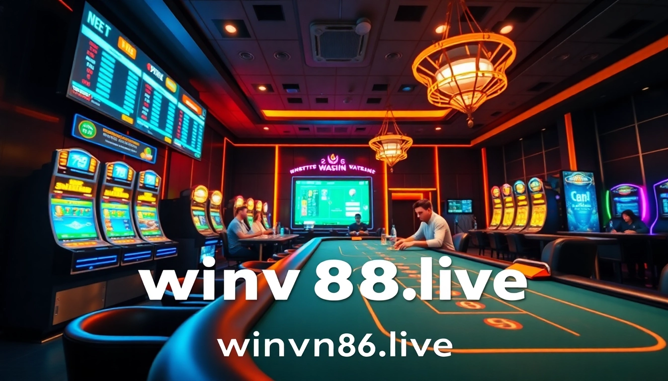 Experience the thrill of online gaming at winvn88.live with a modern casino setup and vibrant atmosphere.