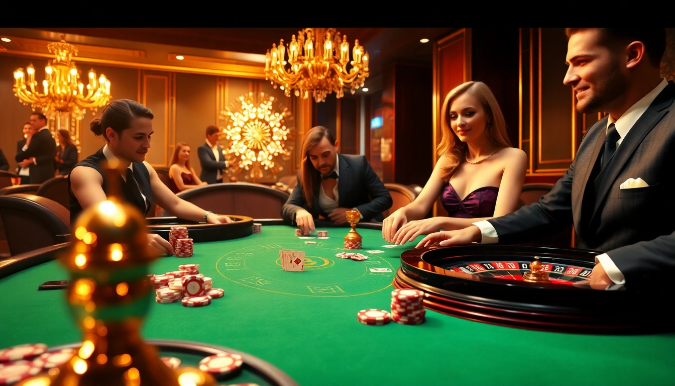 Engage with the thrilling atmosphere of GO88's gaming experience featuring poker tables and luxury.