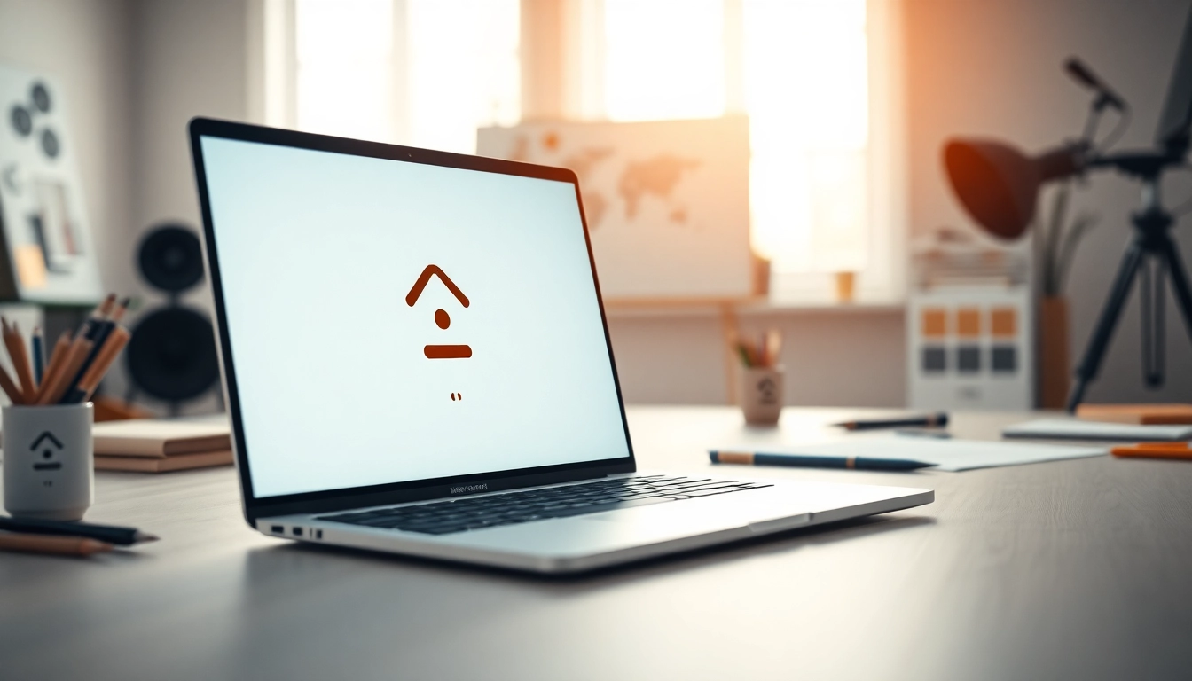 레플리카사이트를 보여주는 노트북이 있는 전문 디자이너 작업 공간