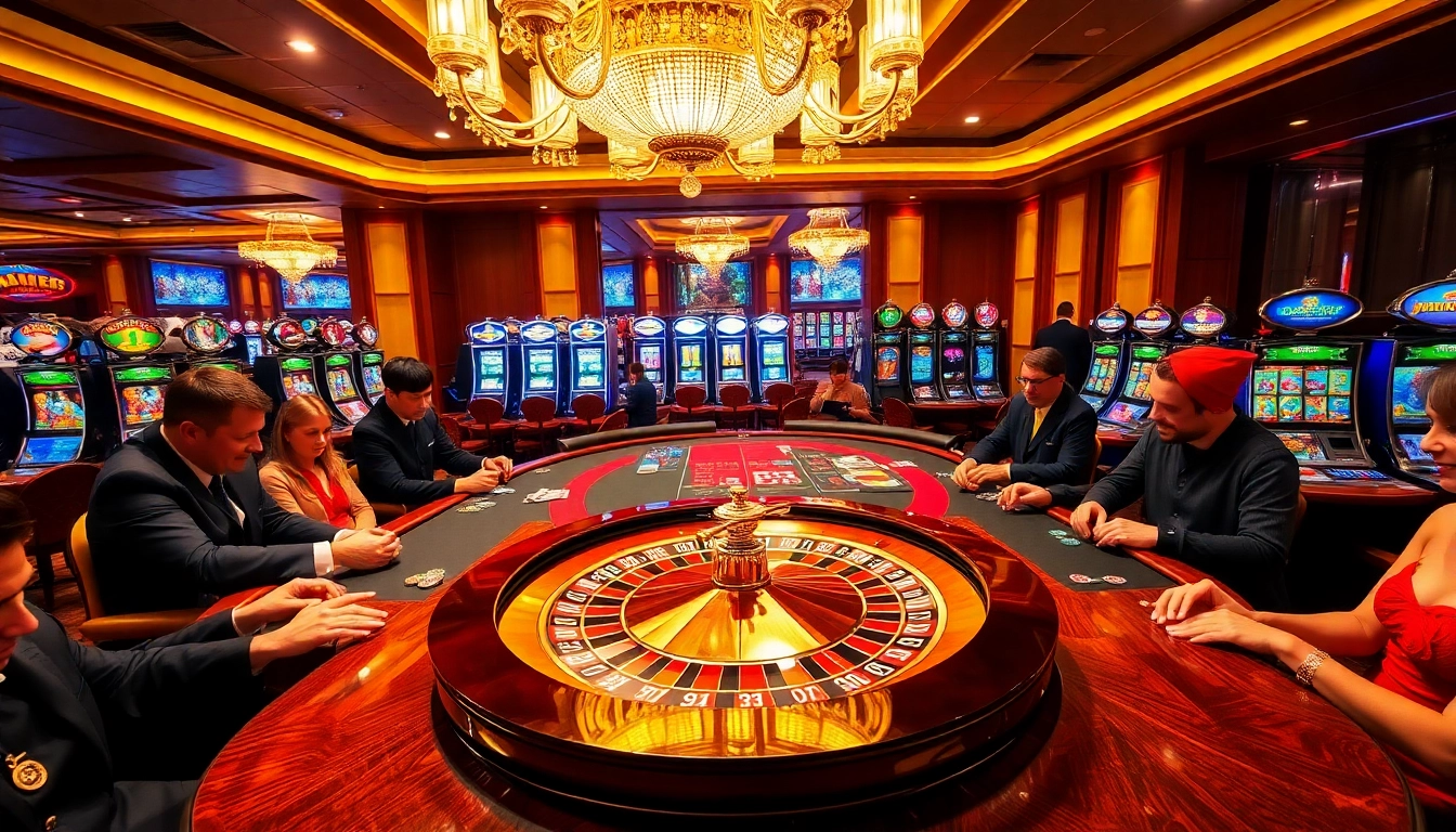 Table de roulette passionnante au meilleur casino en ligne, mettant en avant des jetons de poker vibrants et des joueurs plaçant des paris.