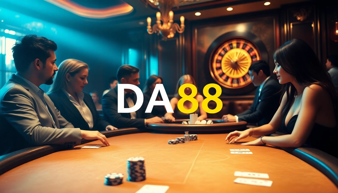 Experience thrilling gameplay at DA88's professional poker table under atmospheric lighting.