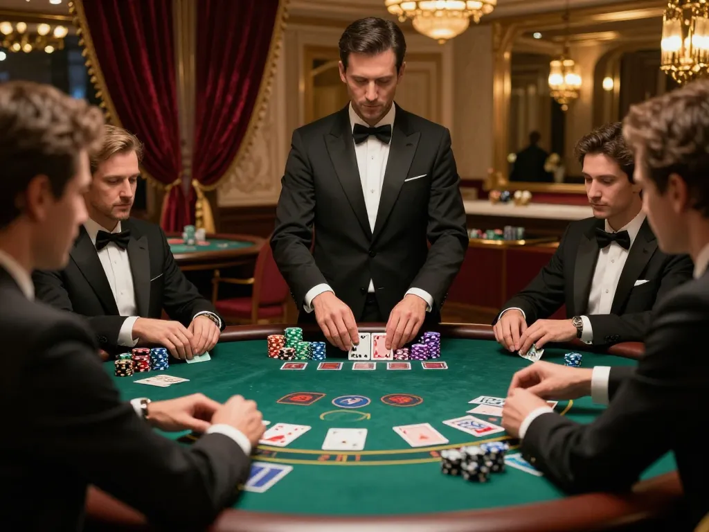 SHBET players intensely engaging in baccarat at a luxurious casino table