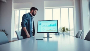 Brightet analytics displayed on a sleek workspace with natural light flooding the room.