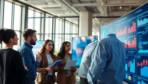 Analyze competitive intelligence data using AI for competitive intelligence tools in a collaborative office setting.