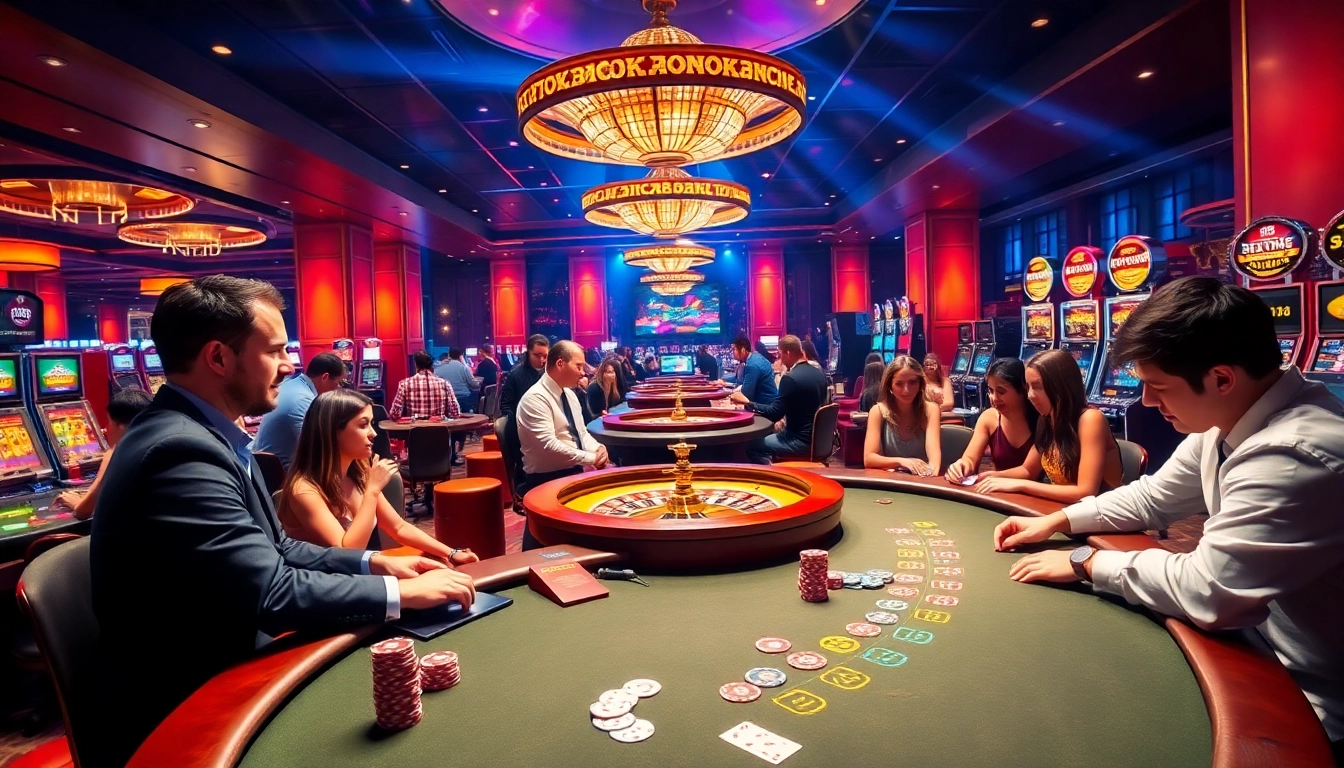 Haywin players engaging in exciting poker and slot games at a luxurious casino.