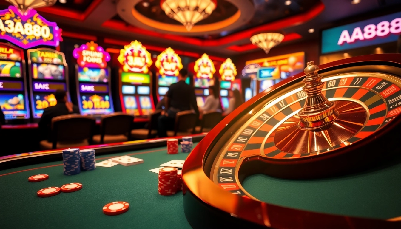 Experimente jogos emocionantes na AA888 com mesas de cassino vibrantes, máquinas caça-níqueis envolventes e roleta emocionante.