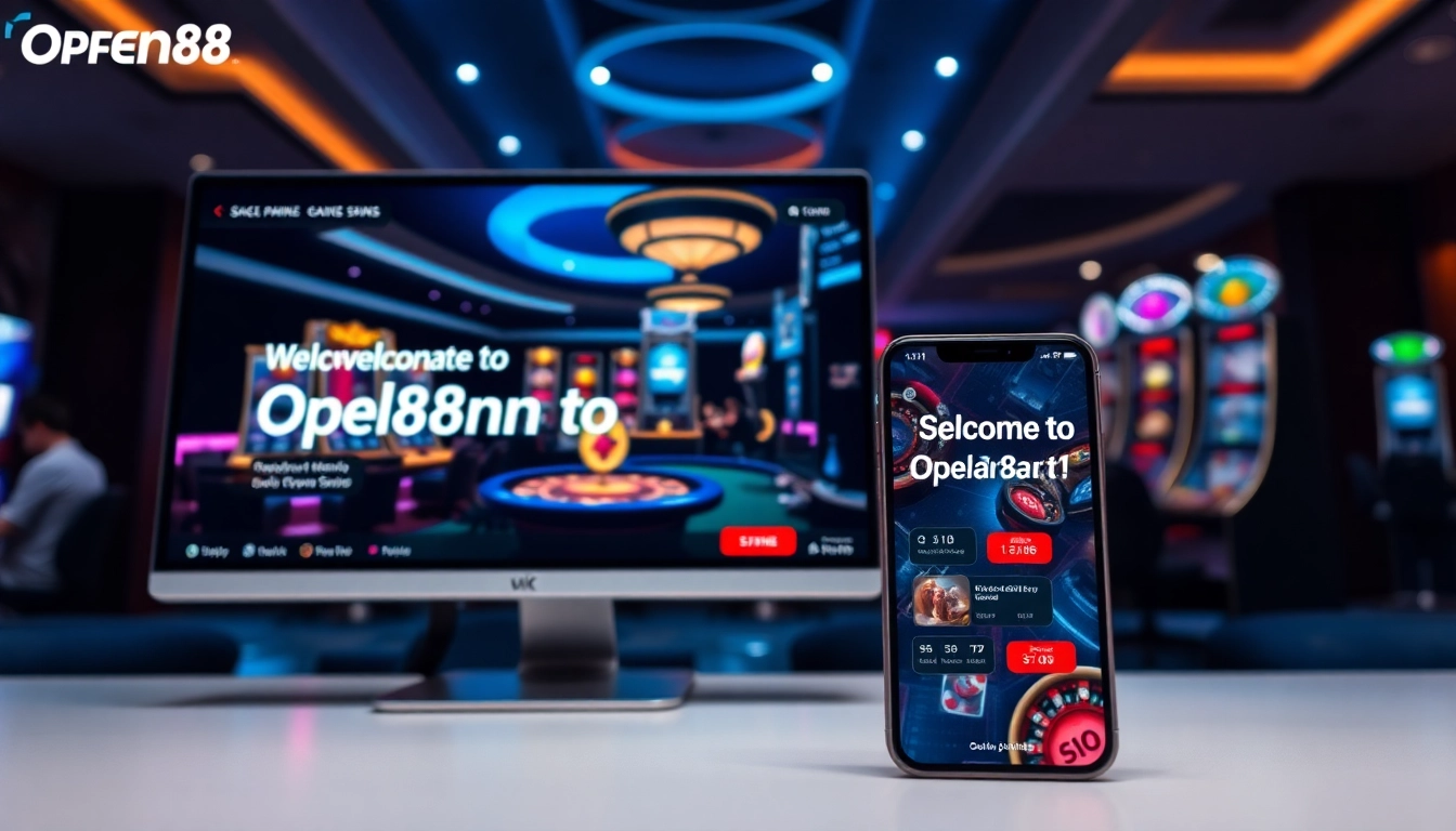 Engaging scene showing the Open88 online betting interface with casino graphics.