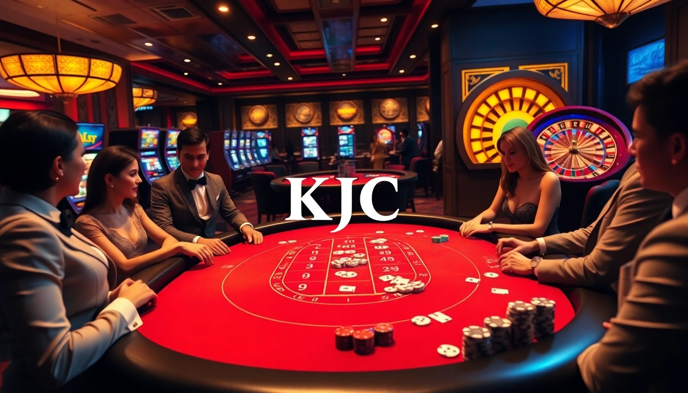 KJC players enjoying an exciting blackjack game in a luxurious casino setting