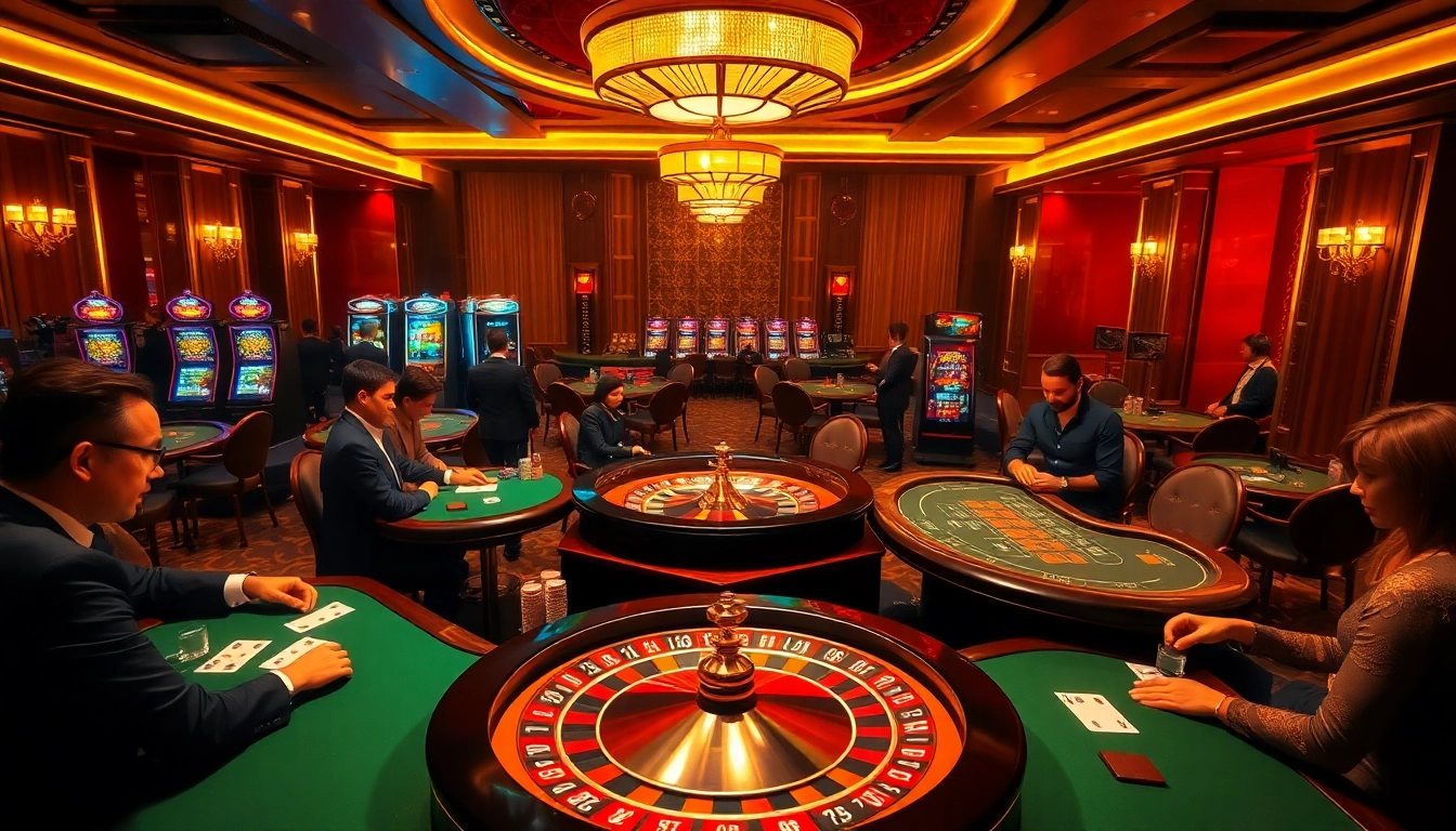 Players enjoying exhilarating games at 28bet's luxurious casino tables.