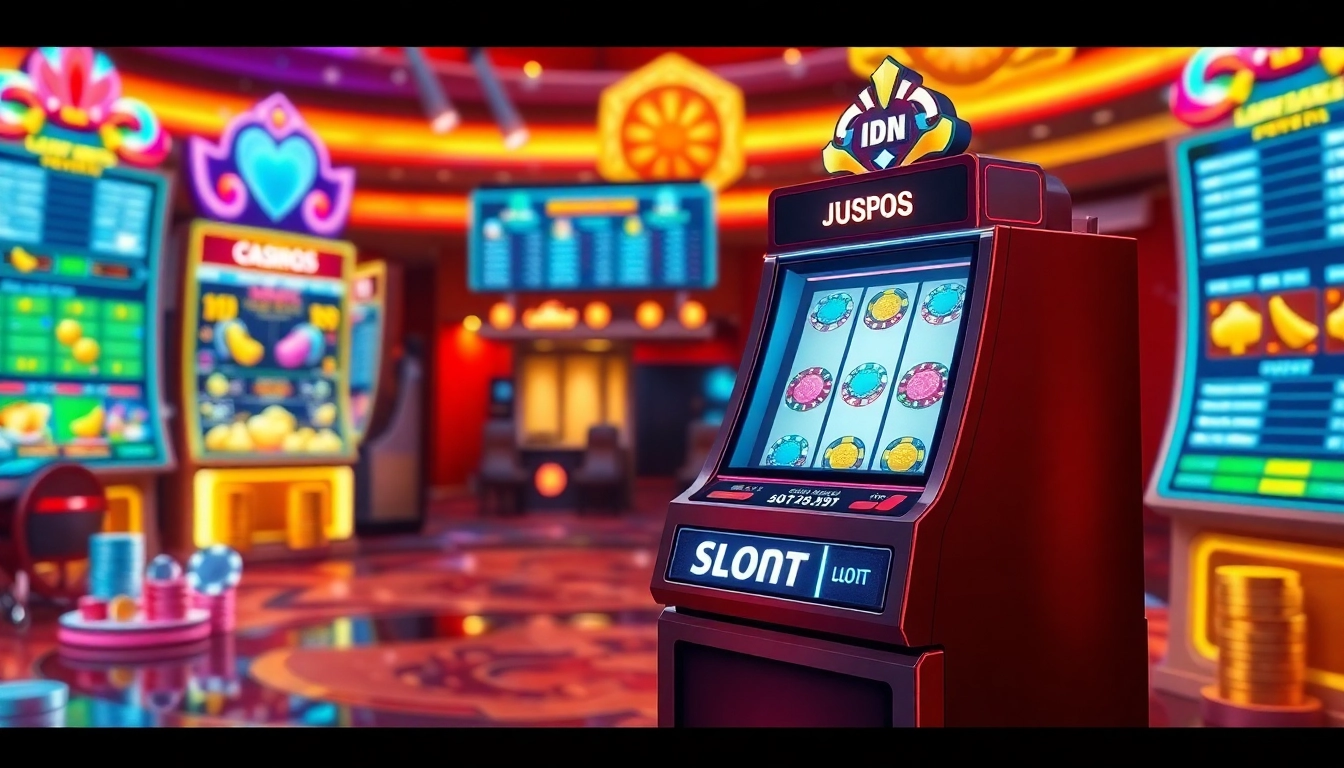 Players enjoying the dynamic IDN Slot within a luxurious online casino setting.