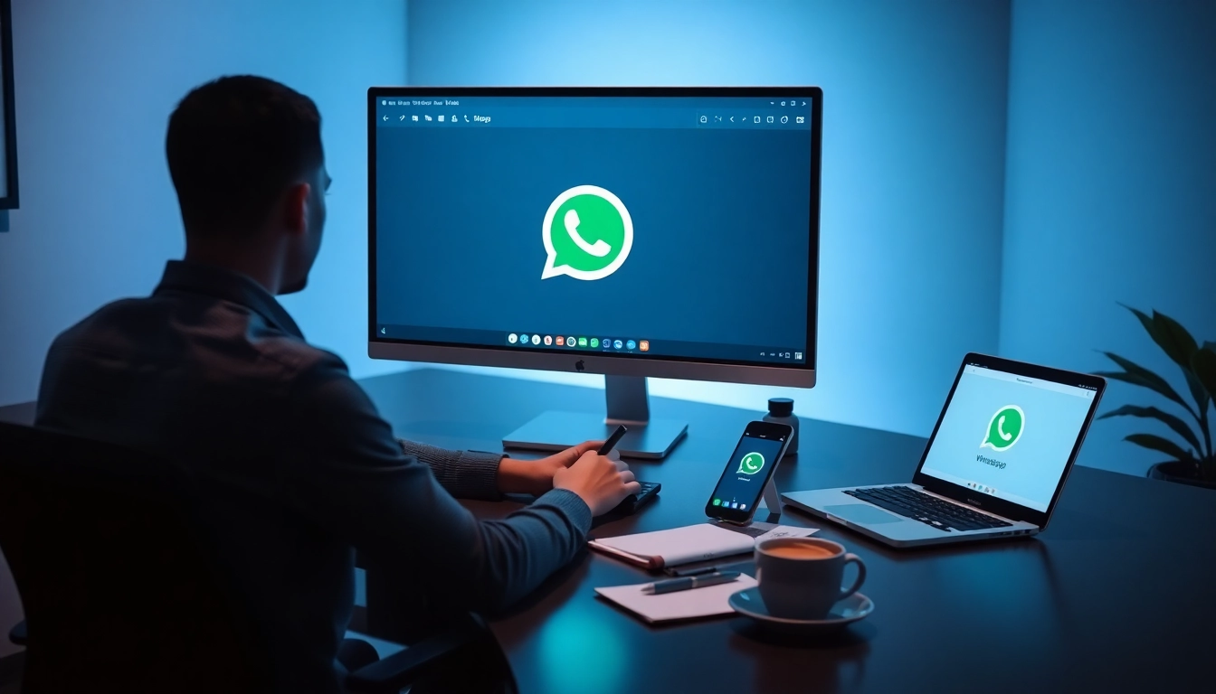 Experience WhatsApp Web on a sleek desktop, showcasing seamless messaging and productivity.