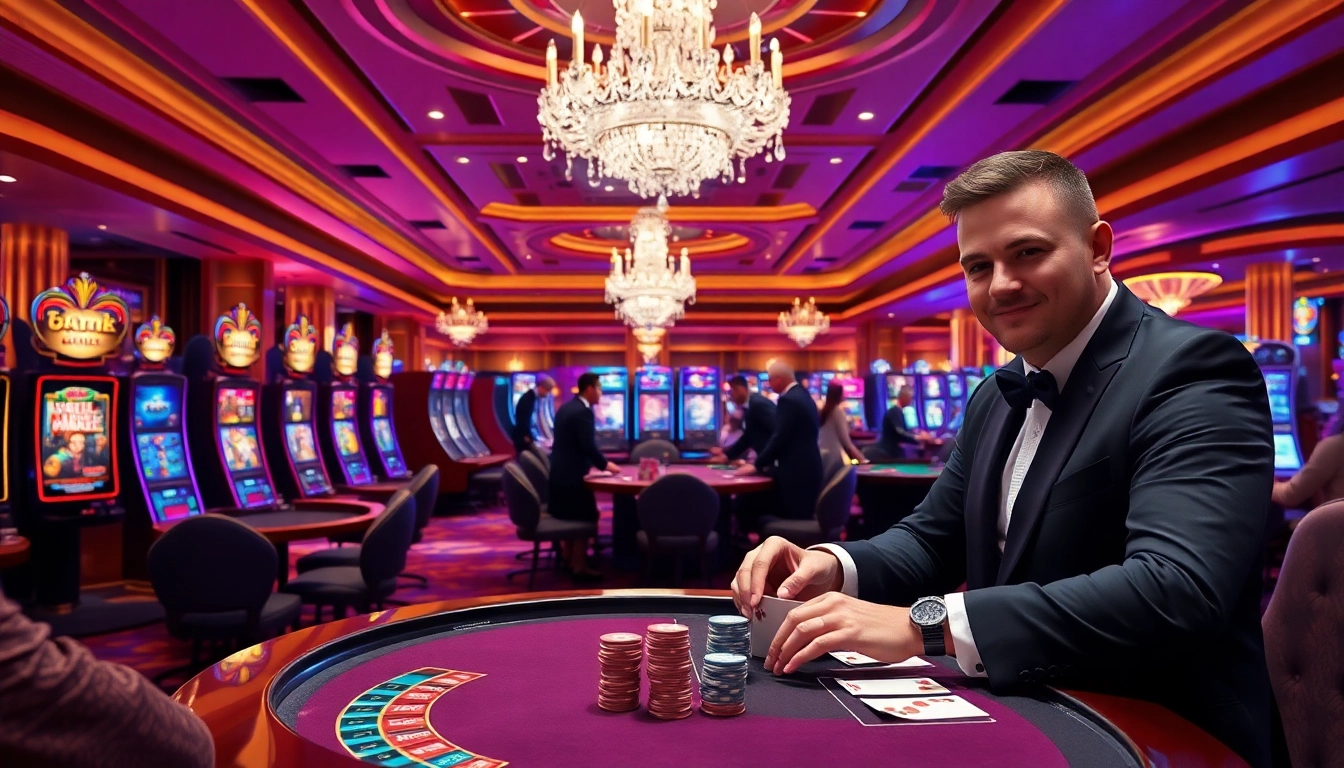 Engage in thrilling gameplay at xx88com featuring vibrant casino energy with poker chips and roulette tables.