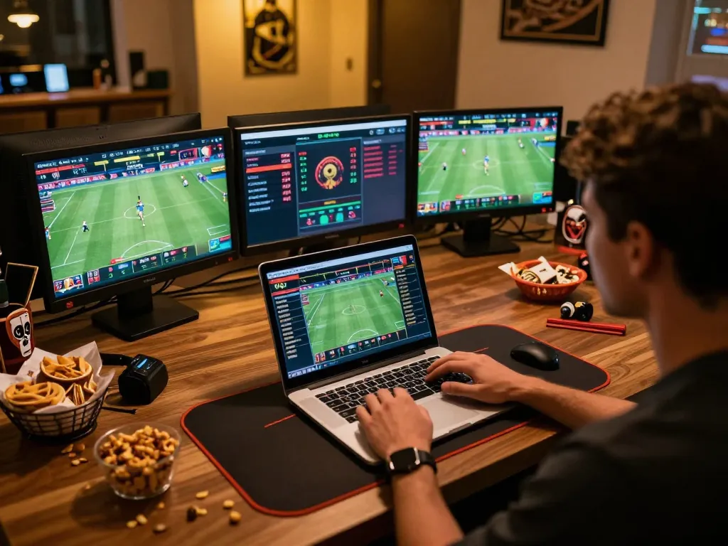 Engaged user strategically betting on sports using 98win online platform with dynamic display of live games.