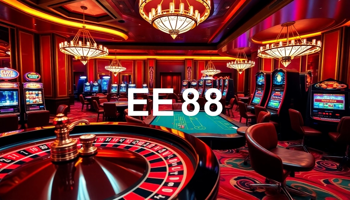 Catching the thrill of gambling at EE88, featuring vibrant casino tables and excitement.