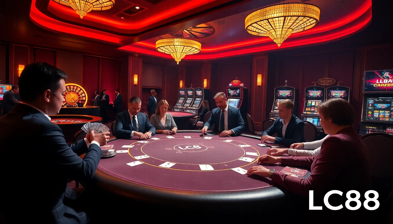 Experience the thrill of gambling at LC88's luxurious casino tables.