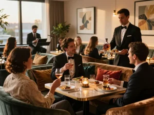 Experience 강남쩜오 in an upscale nightlife setting with luxurious decor and attentive service.