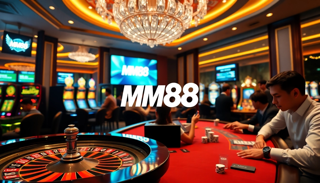 Engaging casino action at MM88 with poker chips and roulette wheel highlighting the excitement.