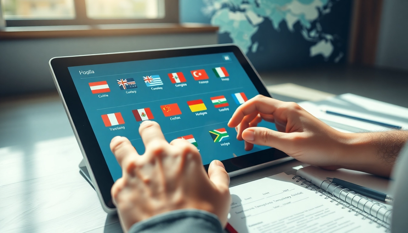 Engaging user interface of 有道翻译 app, showcasing diverse language options on a tablet.