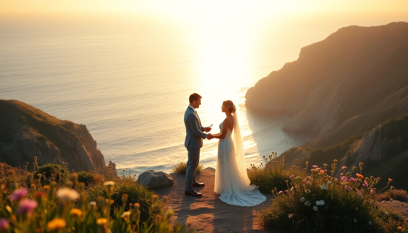 Big Sur wedding photographer capturing a couple exchanging vows in a breathtaking coastal setting.