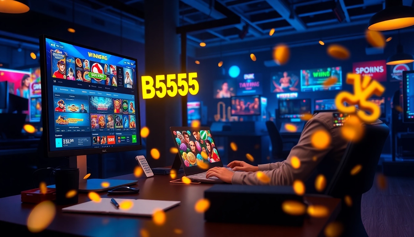 Immersive online gaming experience at Bl555 with dynamic casino displays.