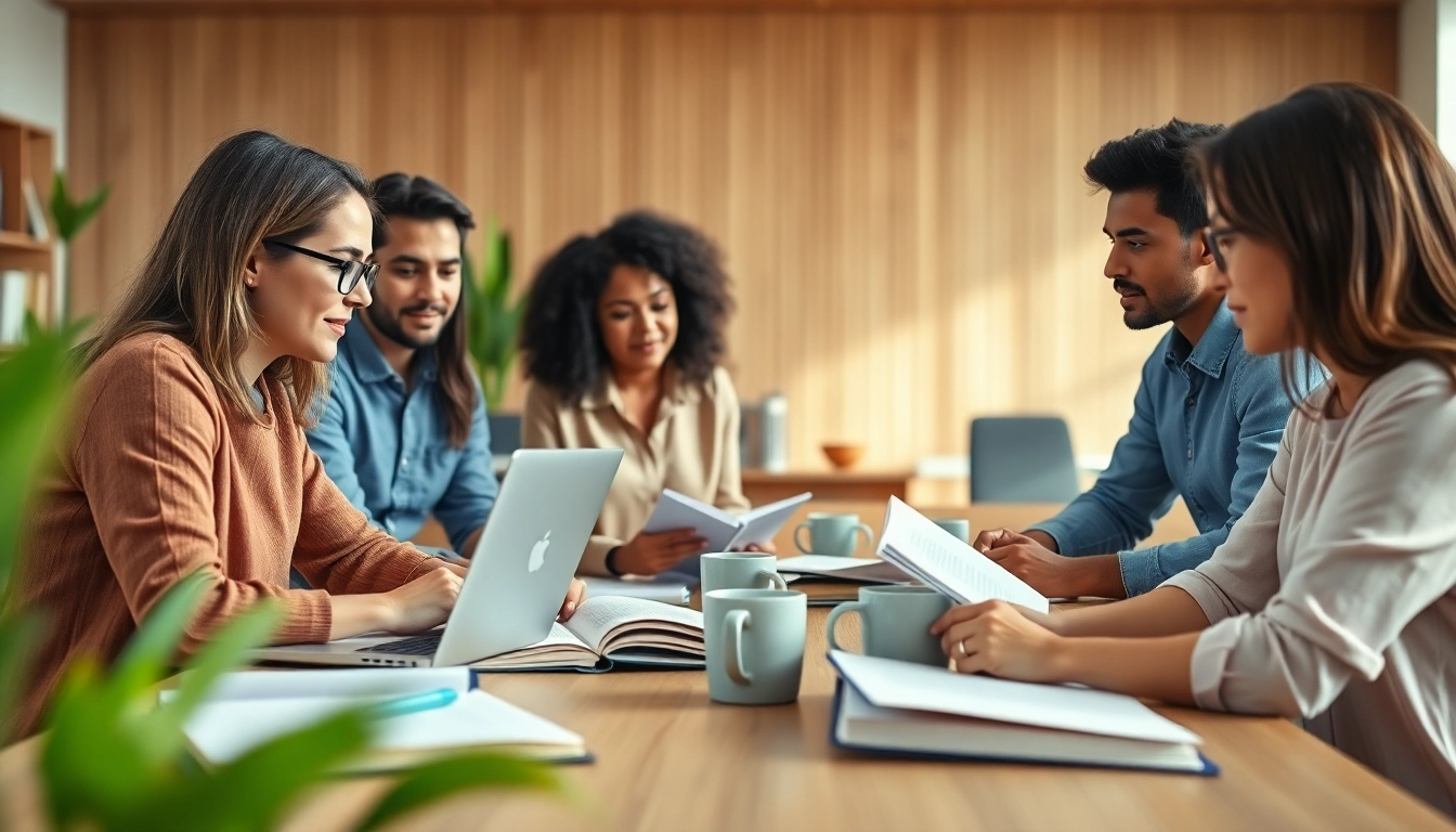 Students benefiting from exam assistance services in a vibrant study environment.