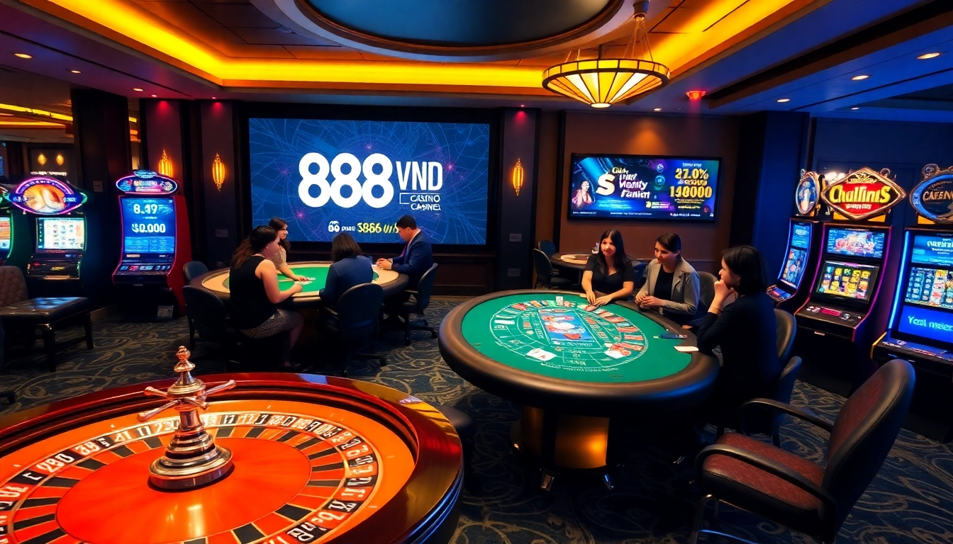 Experience the thrill of gambling at 888VND with vibrant casino tables and excitement.