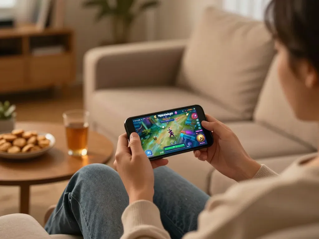 Engaging with the 789clubgo app in a cozy online gaming setup featuring exciting visuals.