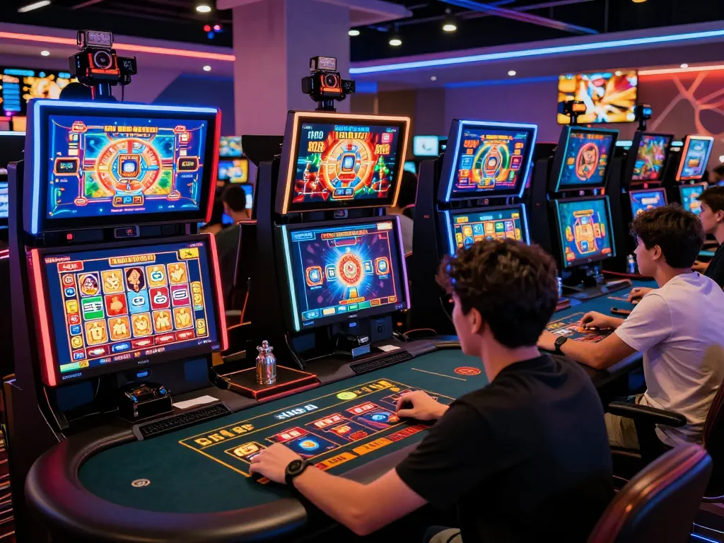 Suasana permainan online yang menarik menampilkan permainan slot virus88 dan pemain yang terlibat dalam atmosfer permainan yang dinamis.