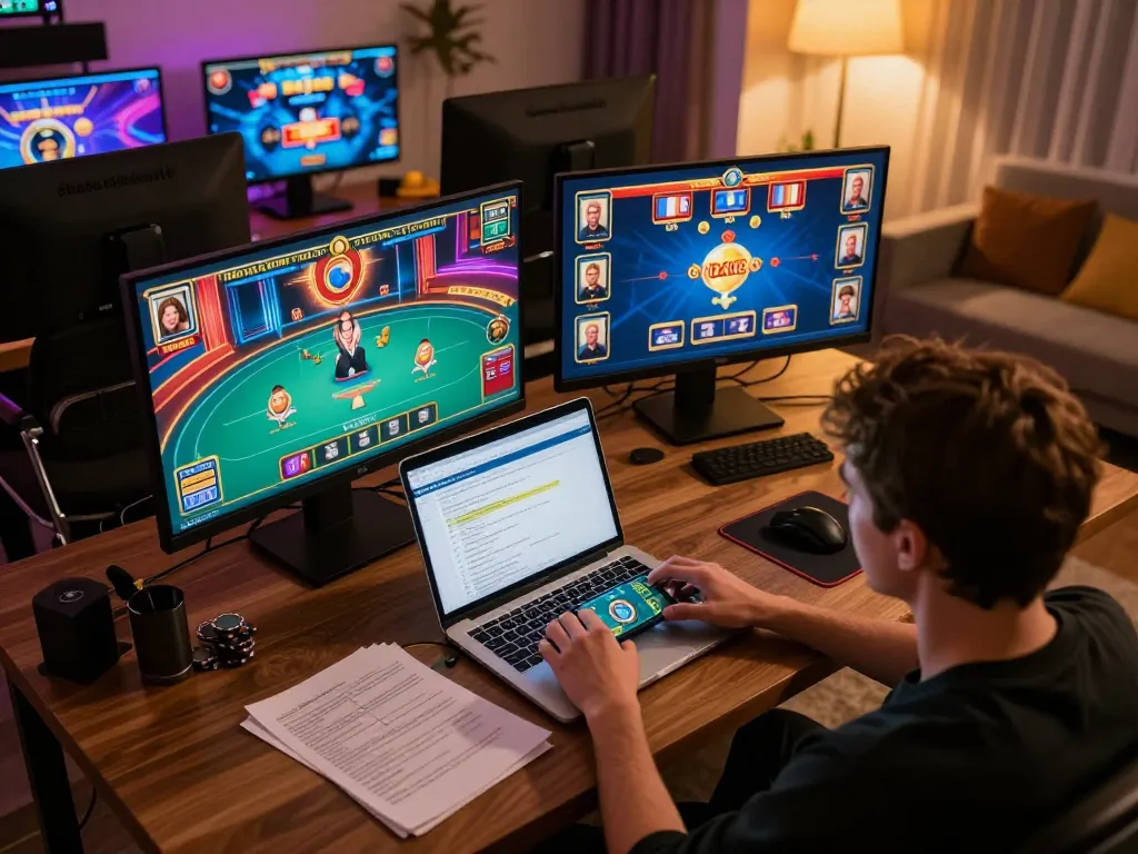 Engaging online gaming session at home with 78wingo app on display and betting strategy notes