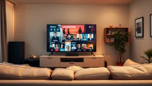 Enjoy latest web series online on a modern home entertainment setup with cozy ambiance.