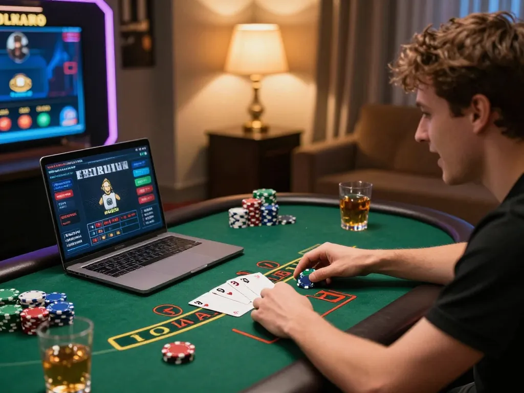 Engaging in a thrilling online blackjack game at 58wiin with chips displayed and an inviting atmosphere.