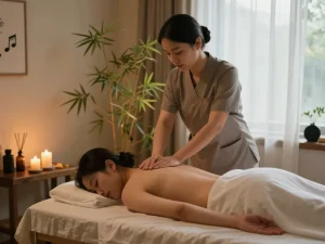 Relaxing Swedish massage therapy scene in 천안스웨디시 spa with soothing ambiance.