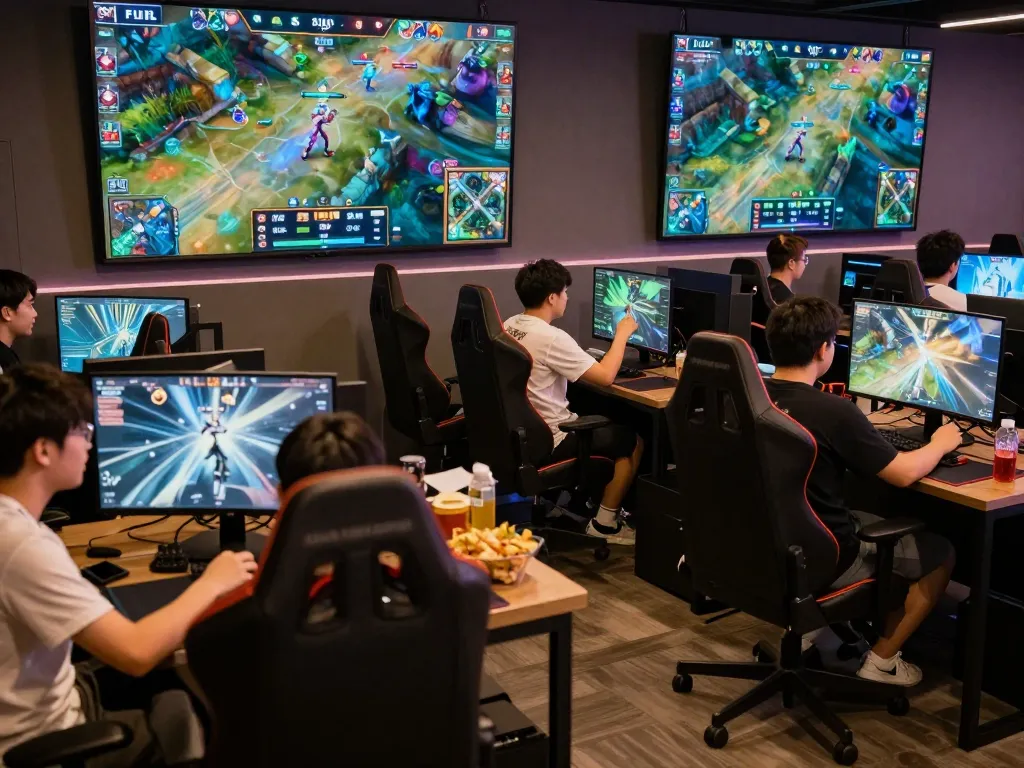 Players enjoying competitive gameplay at dn88 esports arena, showcasing excitement and strategy