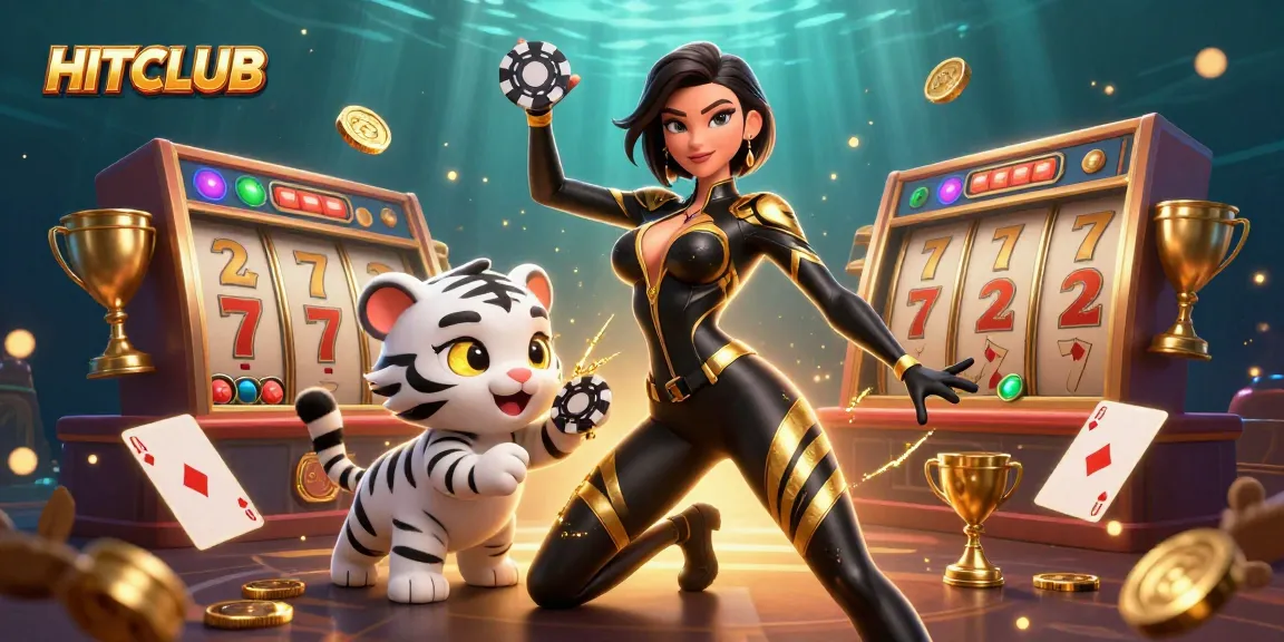 Engage in thrilling slot games at HITCLUB with a captivating 3D illustration featuring dynamic elements.