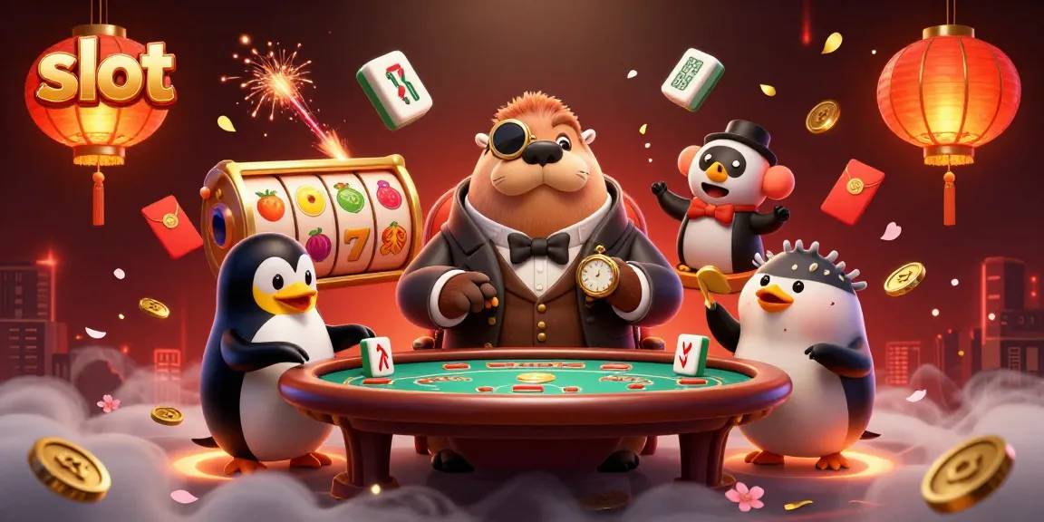 Experience the excitement of a slot game with vibrant characters enjoying dynamic gameplay in a colorful casino setting.