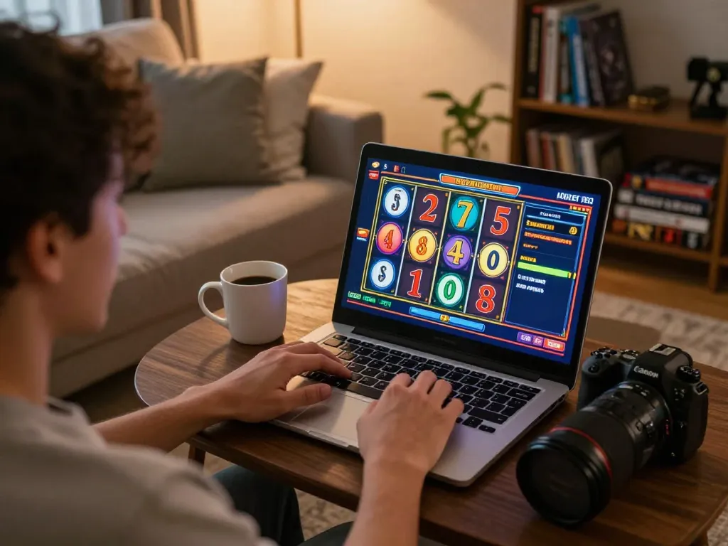 Pemain menikmati permainan slot online di rumah di platform OKESLOT dengan suasana yang nyaman