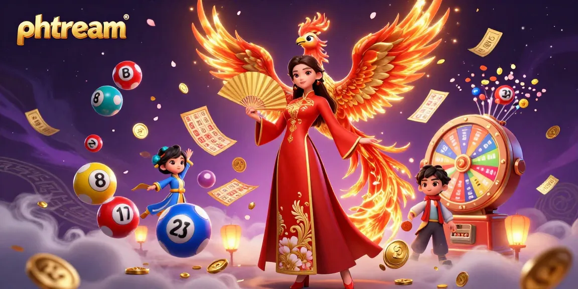 Engage with phdream's exciting gaming experience featuring a beautiful woman and a phoenix in a vibrant casino landscape.