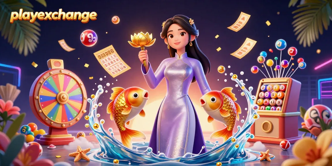 Experience exciting lottery action with playexchange, vibrant balls, and festive atmosphere.